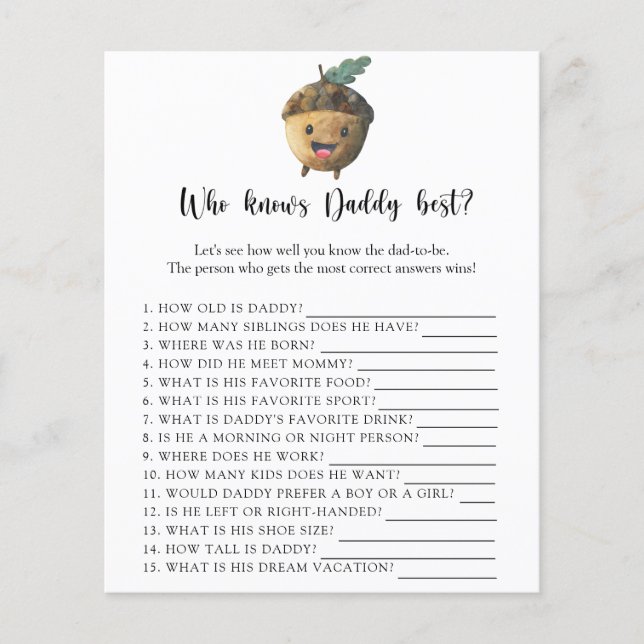 Cute acorn - Qui connaît DADDY meilleur jeu (Devant)