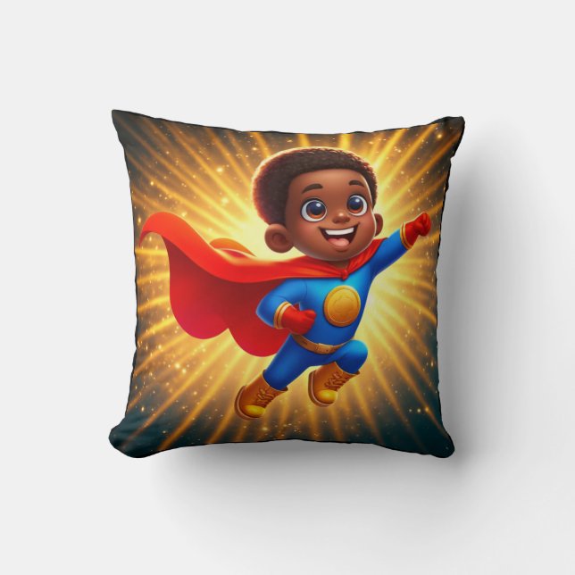 Cute Afro Superhero Jeter Coussin (Recto)