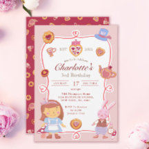 Cute Alice' Tea Party rose Anniversaire Invitation