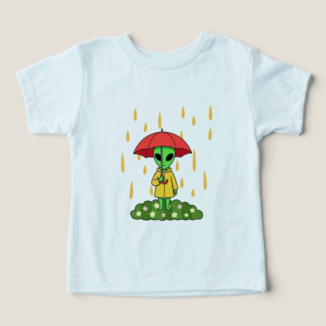 Cute Alien With Umbrella Kawaii Space Character (Design Recto)