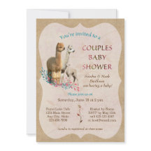 Cute Alpaca famille couples Baby shower Invitation