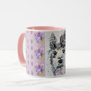 Cute Alpacca Llama lilas Aquarelle Peinture Mug