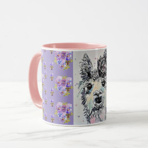 Cute Alpacca Llama violet Aquarelle Peinture Mug