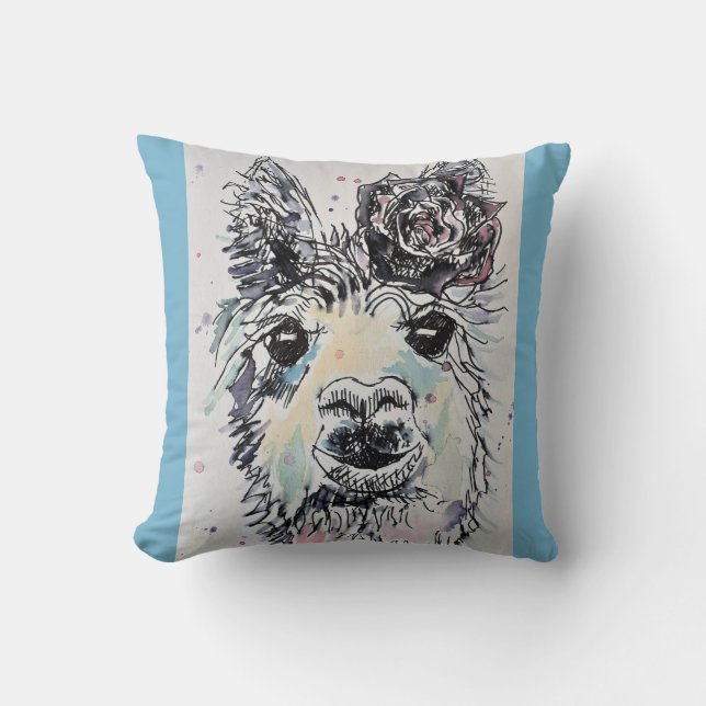Cute Alpacca Lllama Aquarelle Coussin (Recto)