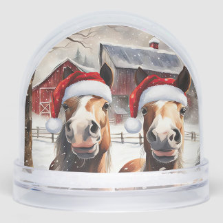 Cute and Funny Horses in Snow Christmas