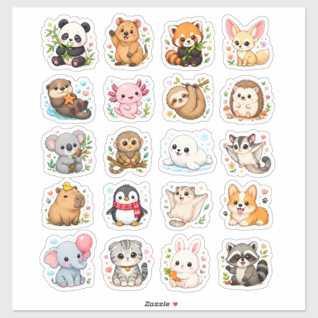 Cute Animal aesthetic stickers (Feuille)