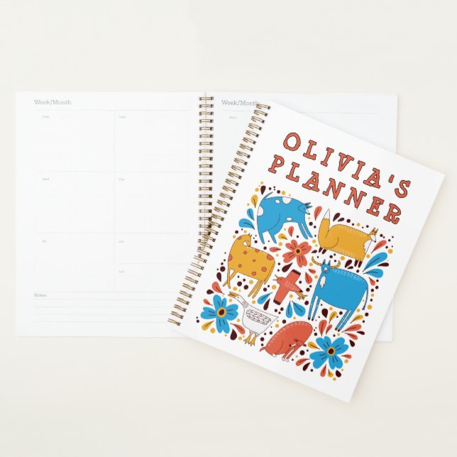 Cute Animal Art Children's Custom Name (Devant avec enveloppe)