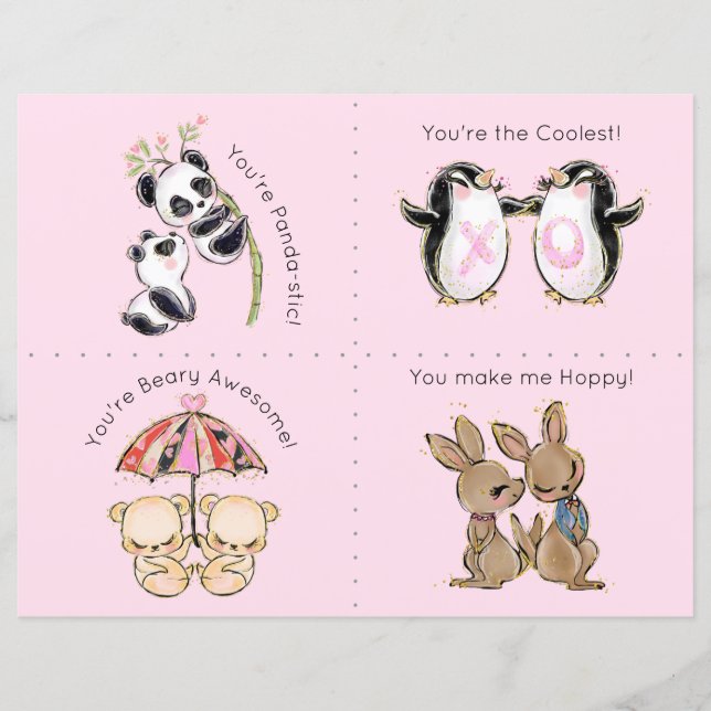 Cute Animals Classroom Carte Saint-Valentin (Devant)