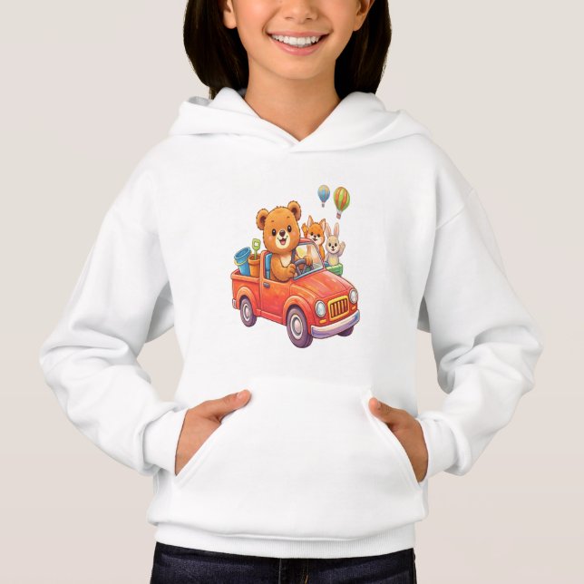 Cute Animals in a Red Truck: Bear, Fox, and Bunny  (Devant)