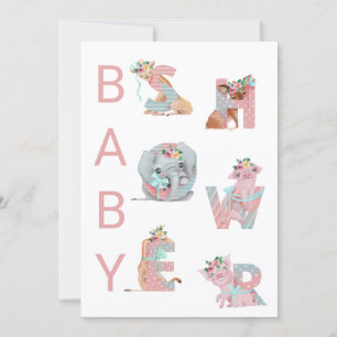 *~* Cute Animals Lettres Baby shower Invitation