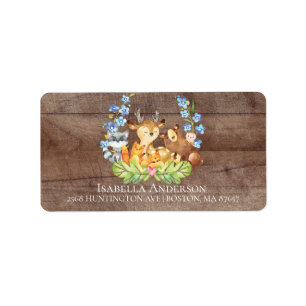 Cute Animaux Garçons Étiquette de adresse Baby sho