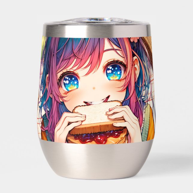 Cute Anime Girl mangeant un beurre d'arachide et g (Avant)