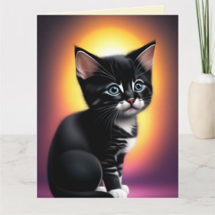 CUTE ANNIVERSAIRE CUTE CAT KITTEN ART Carte de voe