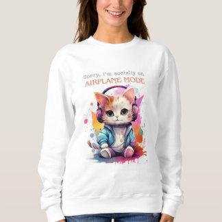 Cute antisociale Chat Sweatshirt blanc