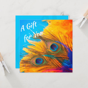 Cute Aqua Blue Elegant Peacock Feather Invitation