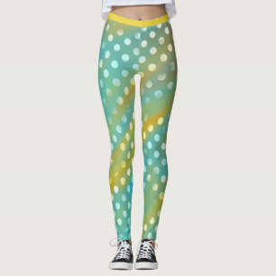 Cute Aqua et Leggings Jaunes avec points blancs