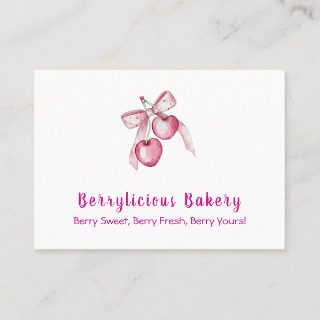 Cute Aquarelle baies roses Carte de visite (Devant)