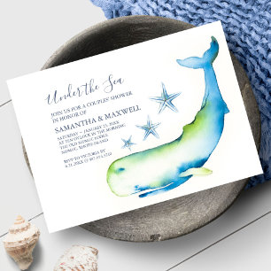 Cute Aquarelle Bleu Baleine Bébé Douche Invitation
