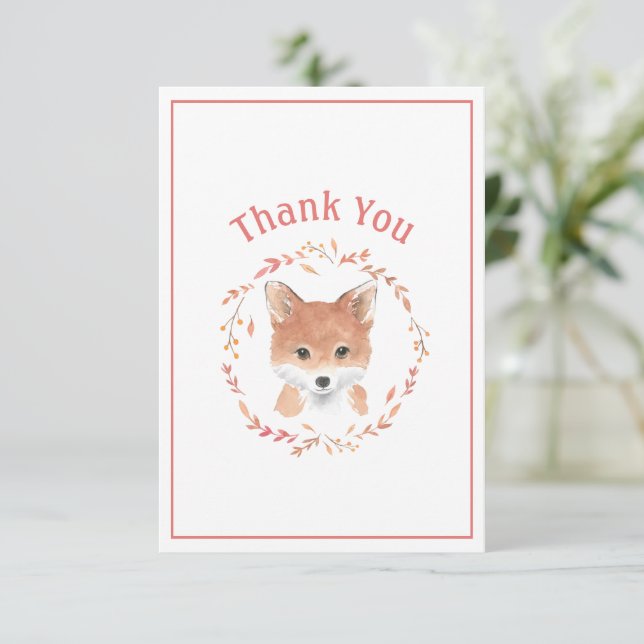 Cute aquarelle Fox Carte de remerciements simple (Debout devant)
