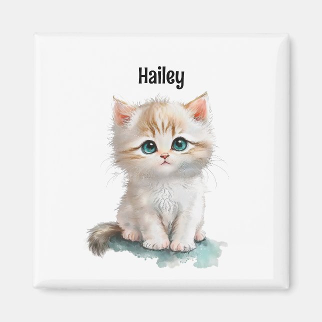 Cute Aquarelle Kitten avec Aimant aux yeux bleus (Devant)