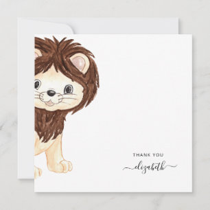 Cute aquarelle Lion Baby shower blanc Merci