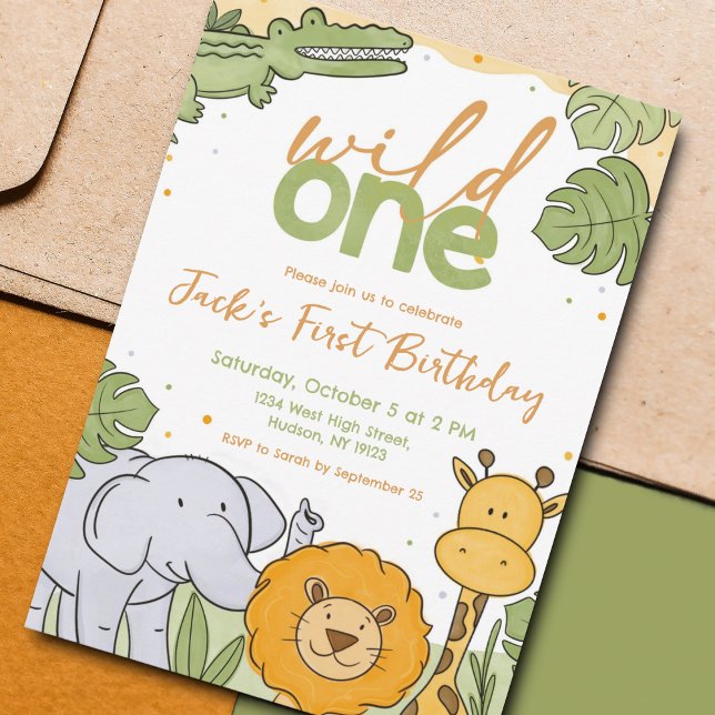 Cute Aquarelle Wild One First Birthday Invitation (Créateur téléchargé)