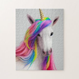 Cute arc-en-ciel cheveux Unicorn Jigsaw Puzzle