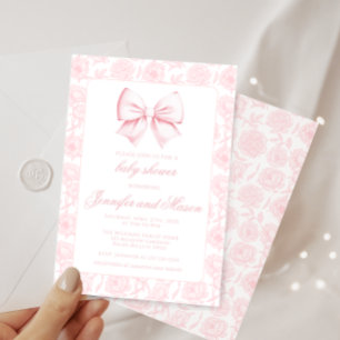 Cute arc rose floral bébé fille douche invitation