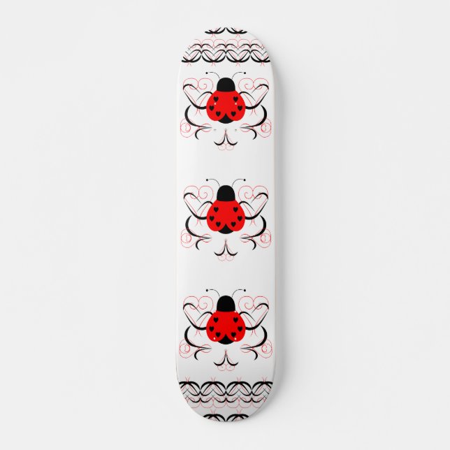 Cute Artsy Heart Ladybug Skateboard Deck (Devant)
