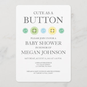 Cute as a Button Unisex Invitation