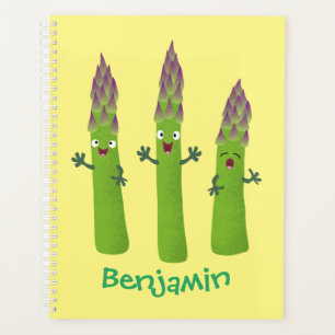 Cute asperges chantant un trio végétal dessin anim
