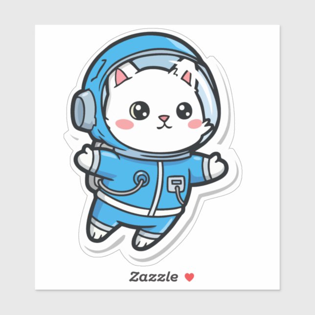 Cute Astronaut Cat Kawaii Sticker 6x6 (Feuille)