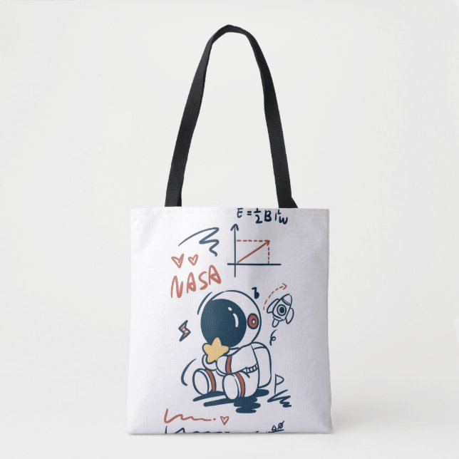 Cute Astronaut Space Cartoon Tote Bag (Devant)