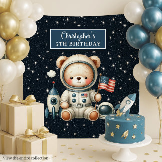 Cute astronaute ours tapisserie pour fête d'annive