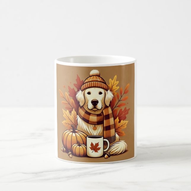 Cute Autumn Golden Retriever mug (Centre)