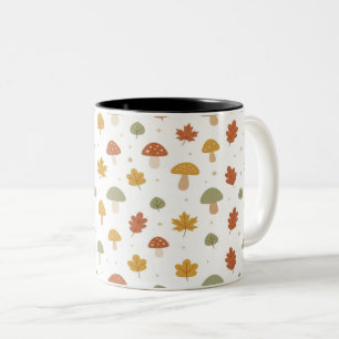 Cute Autumn Mushroom and Leaves Pattern Mug