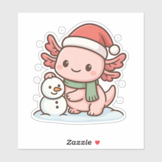 Cute Axolotl Snowman Christmas Sticker