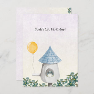 Cute Baby Bird With Yellow Balloon Invitation