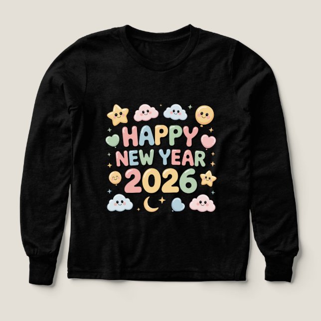 Cute Baby Cartoon New Year 2026 Illustration (Motif recto)