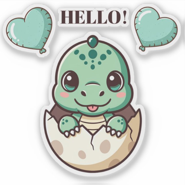 Cute Baby Dragon Sticker – Hello Dragon Hatching f (Devant)