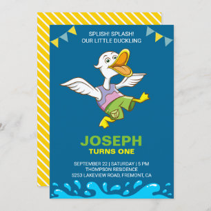 Cute Baby Duck Invitation pour la première fête d'