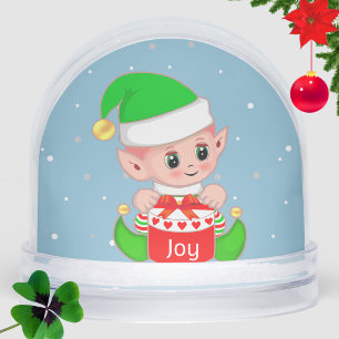 Cute Baby Elf habillé en vert Globe de neige