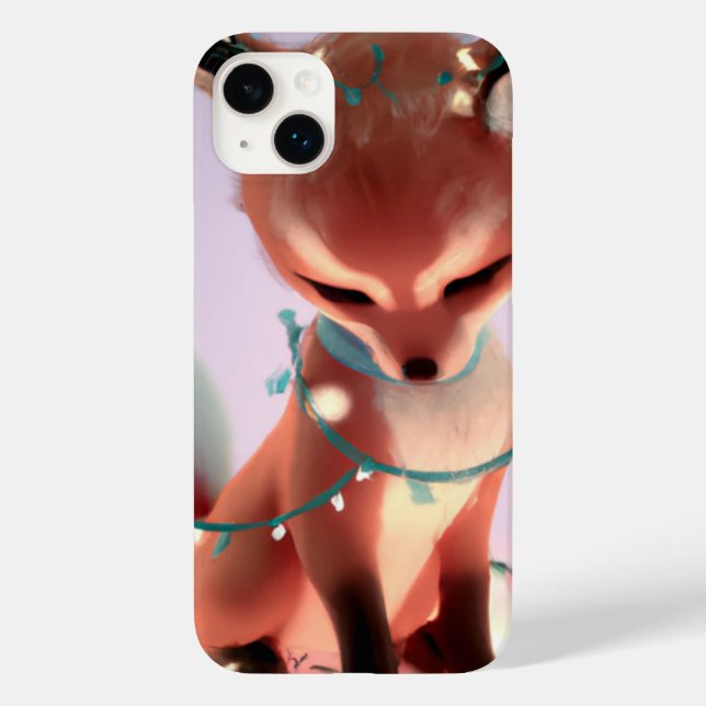Cute Baby Fox avec Fairy Lights iPhone 14 + Coque (Verso)