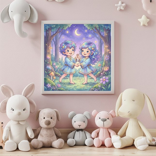Cute Baby Gemini Zodiac Wall Art Poster (Créateur téléchargé)