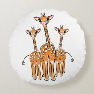 Cute Baby Giraffe, animaux de safari Coussin rond