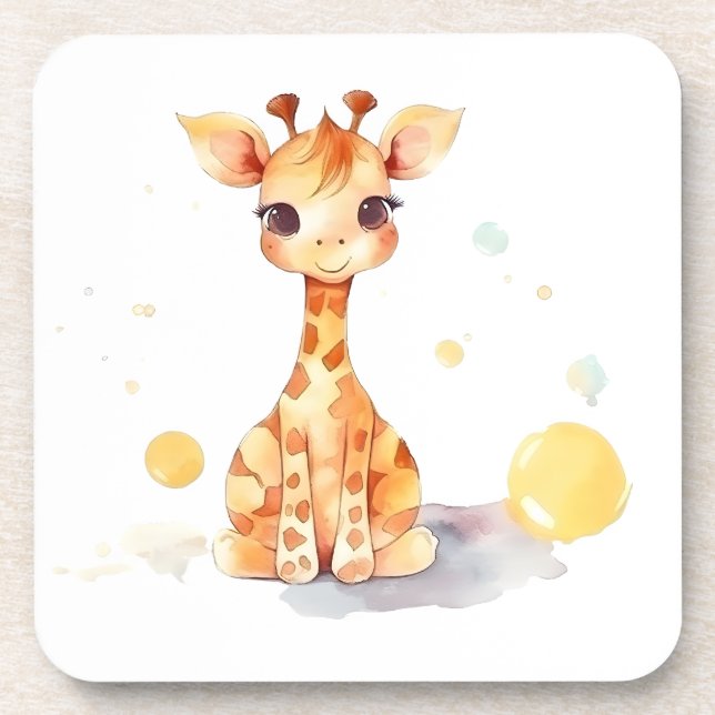 Cute Baby Giraffe Dessous de verre en plastique du (Devant)