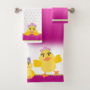 Cute Baby Girl Ducks on Rose & White