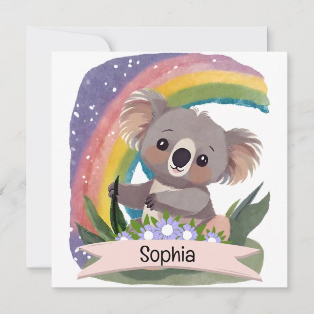 Cute Baby Koala Rainbow Nom personnalisé (Devant)