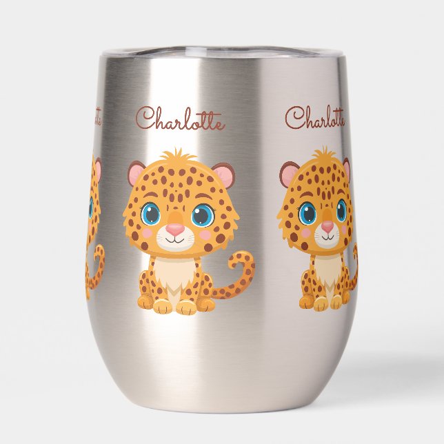 Cute Baby Leopard Safari Animal Kids Water Tumbler (Arrière)