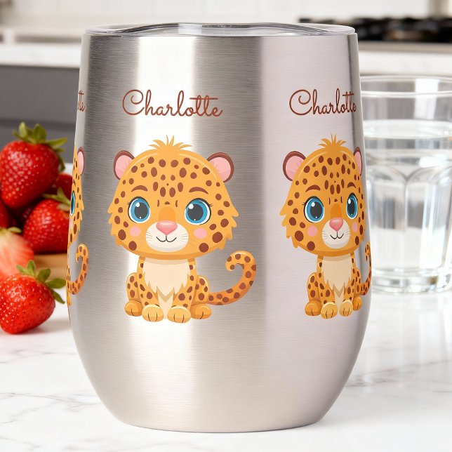 Cute Baby Leopard Safari Animal Kids Water Tumbler (Créateur téléchargé)